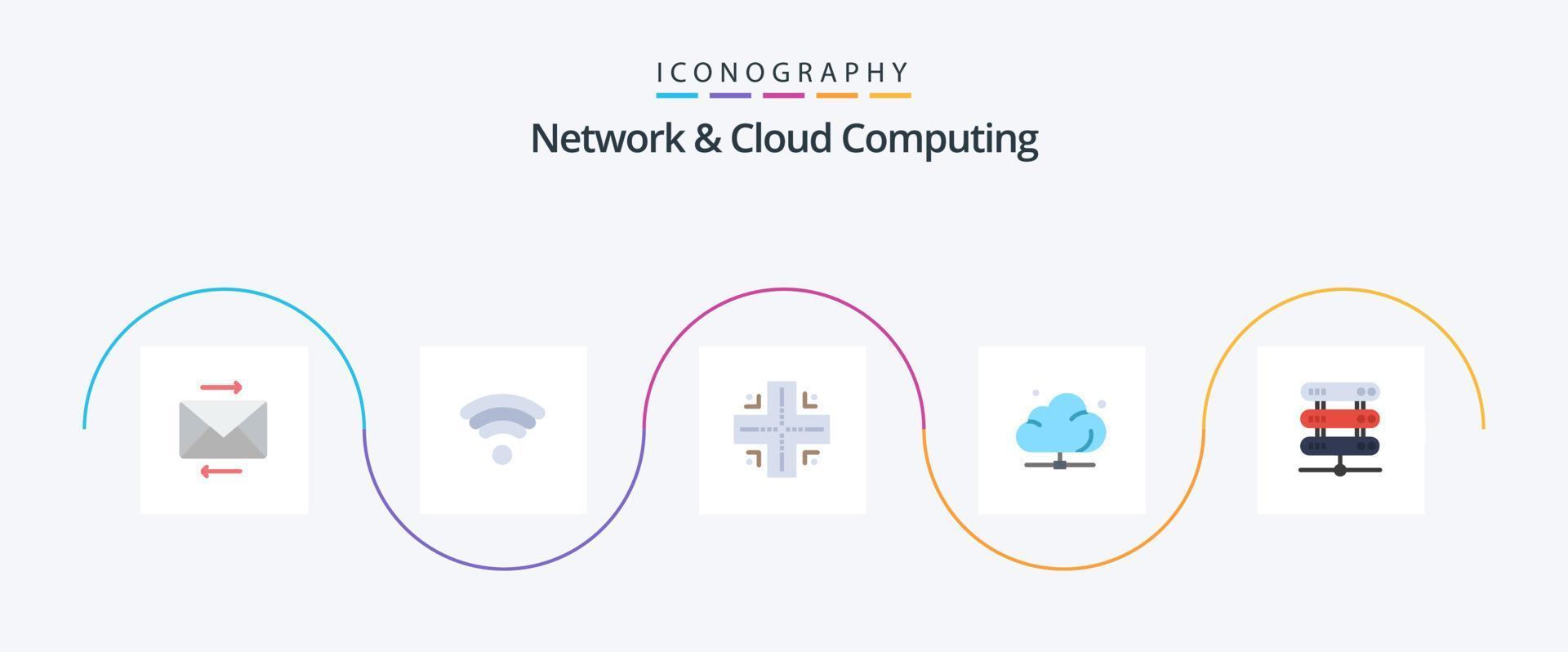 Network And Cloud Computing Flat 5 Icon Pack Including network. computing. location. technology. network vector
