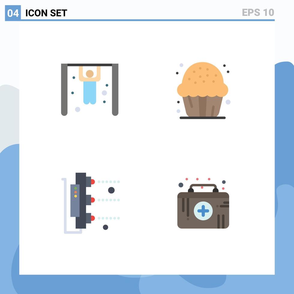conjunto de 4 iconos modernos de la interfaz de usuario signos de símbolos para la impresión de la competencia escáner de alimentos dulces elementos de diseño vectorial editables vector