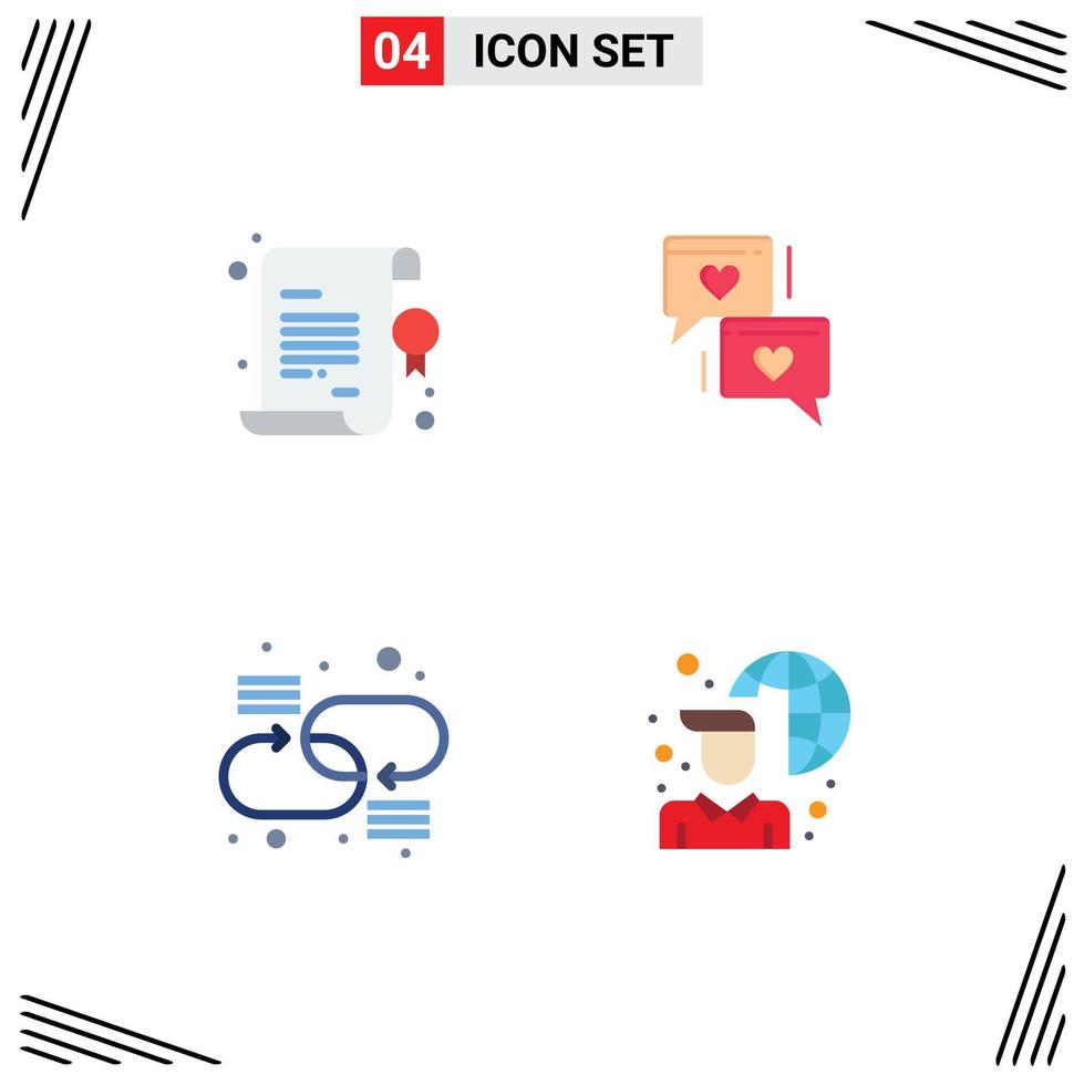 Flat Icon Pack of 4 Universal Symbols of back to school connection star heart network Editable Vector Design Elements