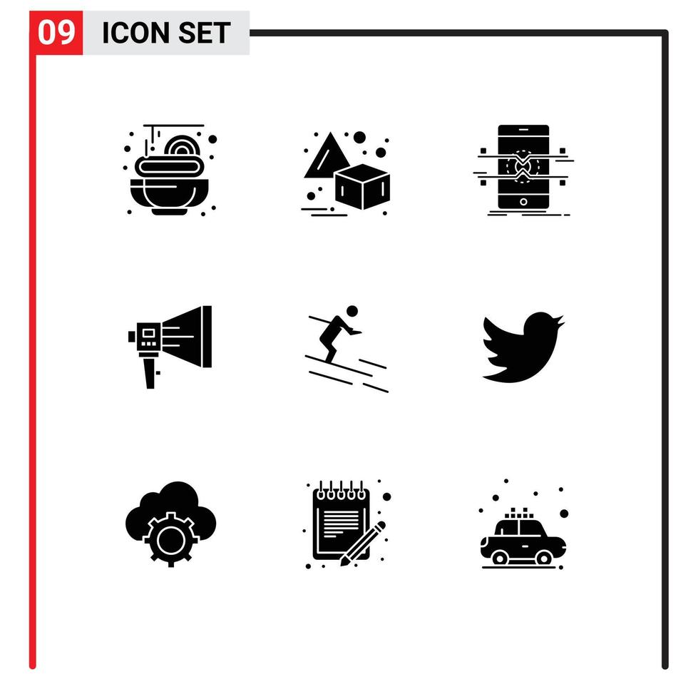 9 Solid Glyph concept for Websites Mobile and Apps tool megaphone mobile marketing digital Editable Vector Design Elements