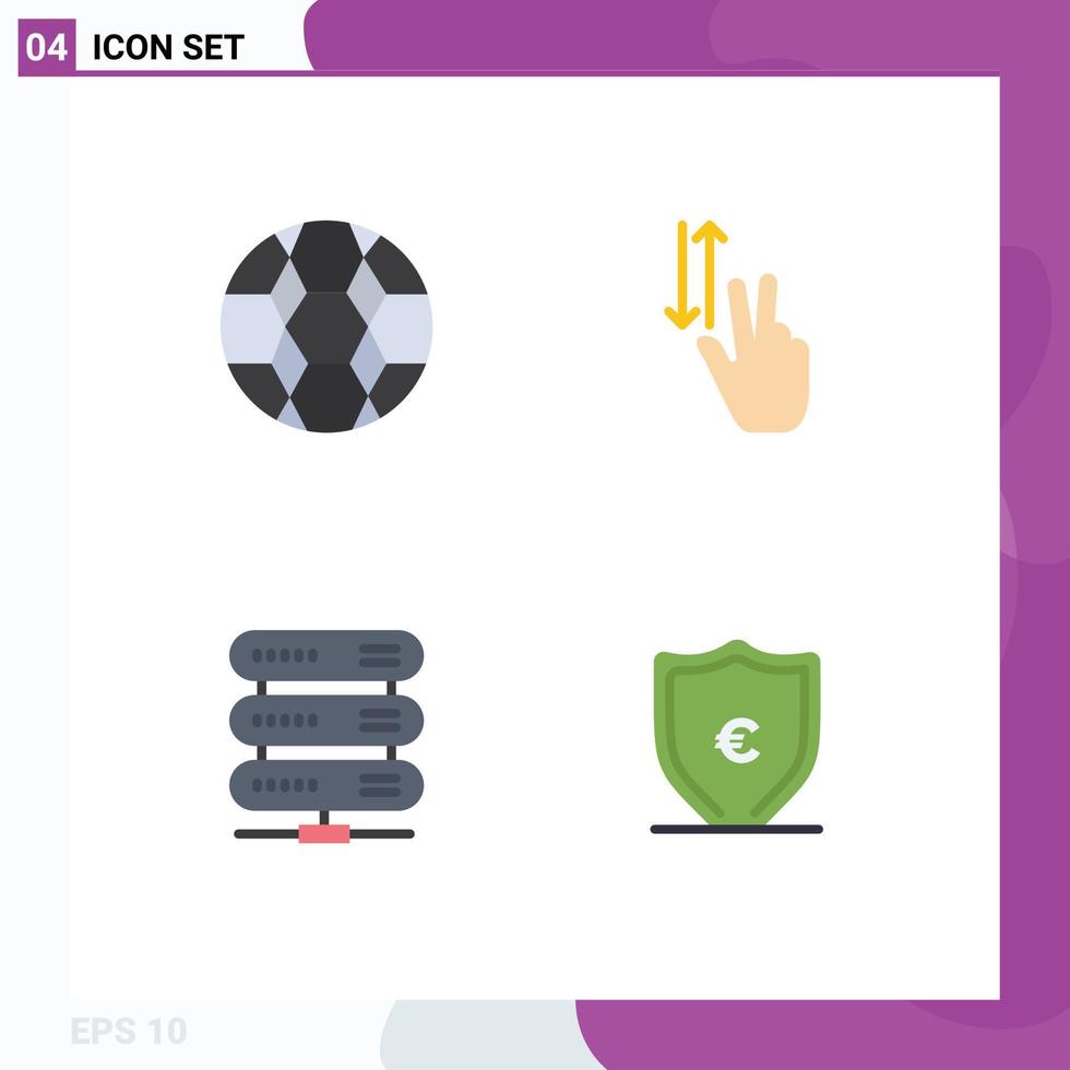 Editable Vector Line Pack of 4 Simple Flat Icons of ball computing sport two network Editable Vector Design Elements