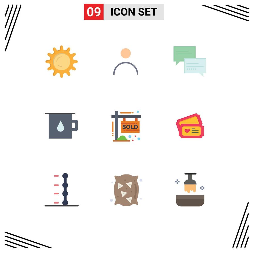 Pictogram Set of 9 Simple Flat Colors of income property comment house chamber Editable Vector Design Elements