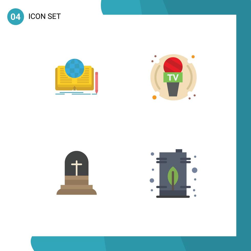 Modern Set of 4 Flat Icons Pictograph of writing celebration story journalist cross Editable Vector Design Elements