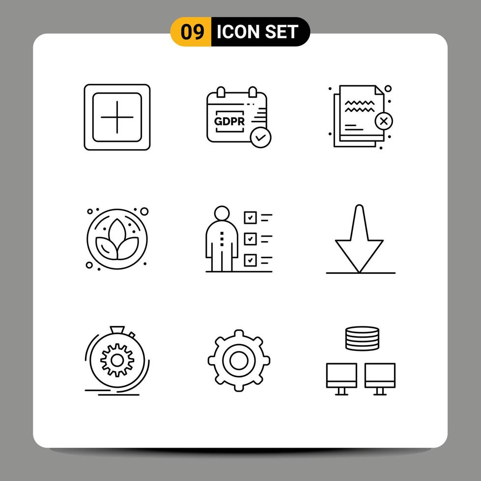9 Universal Outlines Set for Web and Mobile Applications checklist sauna deny flower transfer Editable Vector Design Elements
