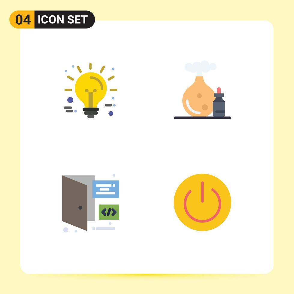 Group of 4 Modern Flat Icons Set for business coding technology bottle page Editable Vector Design Elements