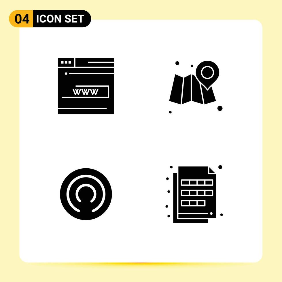Stock Vector Icon Pack of 4 Line Signs and Symbols for web alternative currency website location color Editable Vector Design Elements