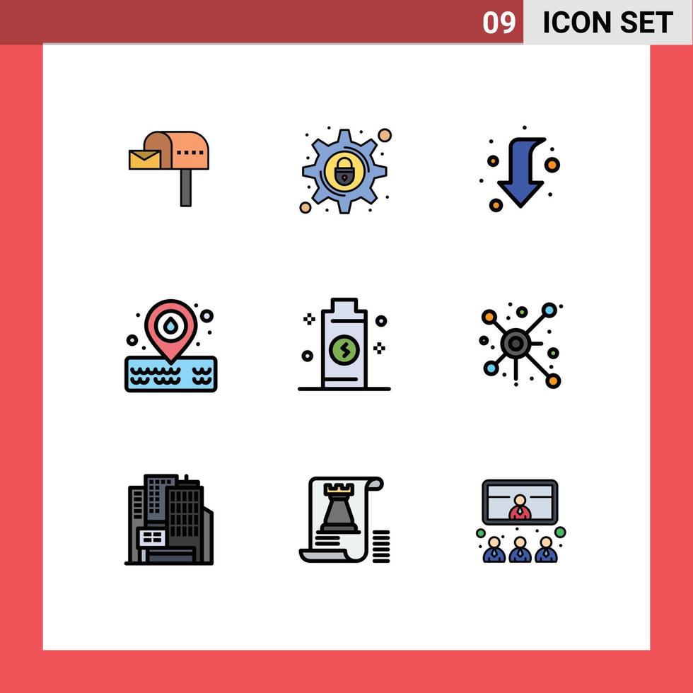 Set of 9 Modern UI Icons Symbols Signs for energy battery arrow park placeholder Editable Vector Design Elements