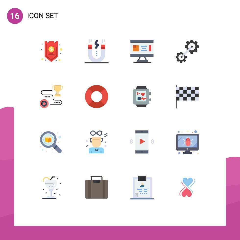 Universal Icon Symbols Group of 16 Modern Flat Colors of engineering cogs magnet planning construction Editable Pack of Creative Vector Design Elements