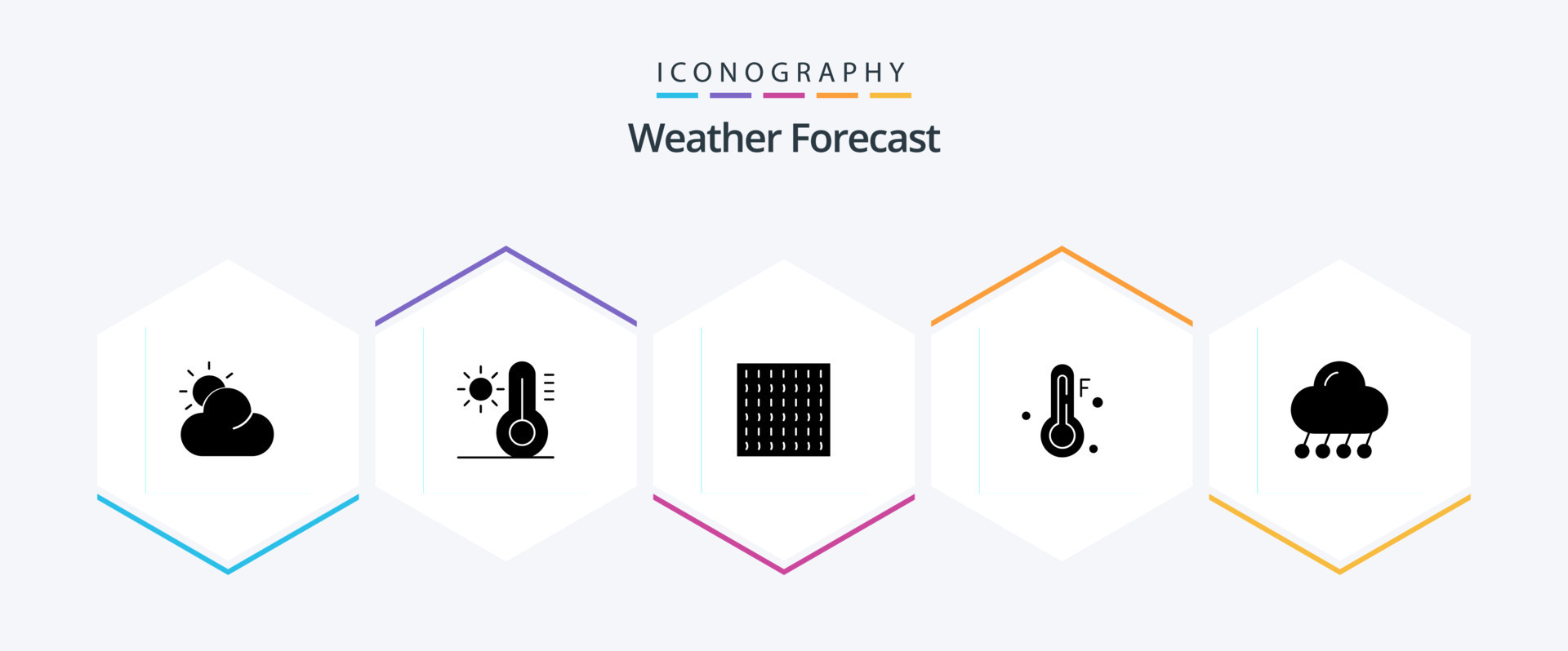 Weather 25 Glyph icon pack including . weather. cold. night. cloud