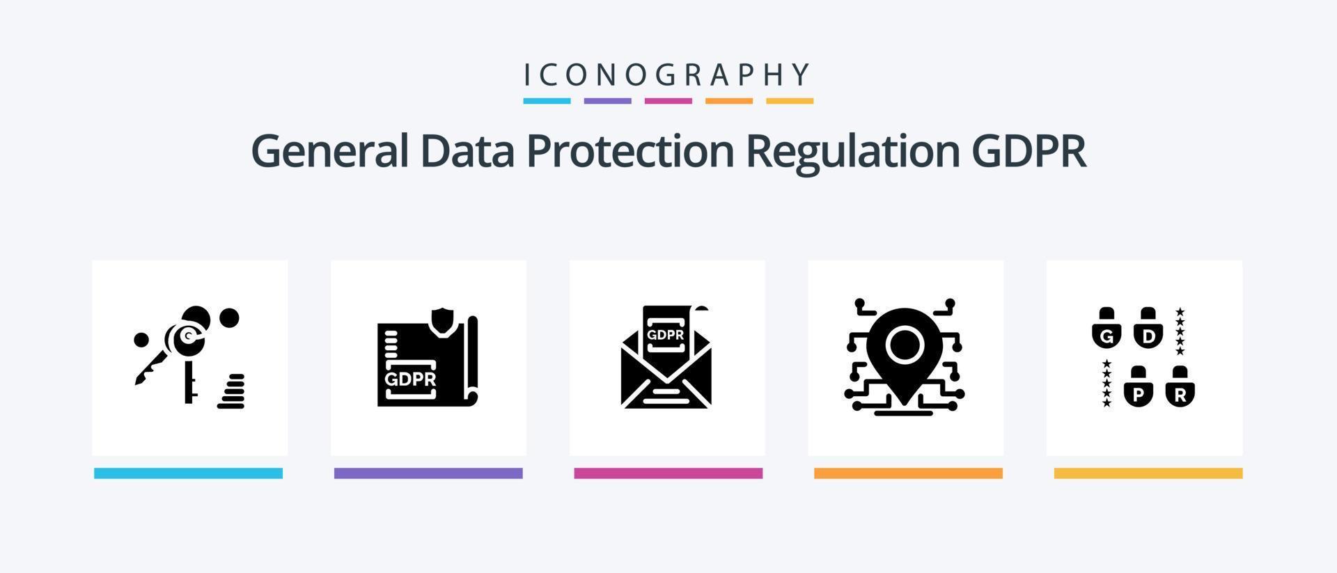Gdpr Glyph 5 Icon Pack Including location . mail. page . gdpr . email. Creative Icons Design vector