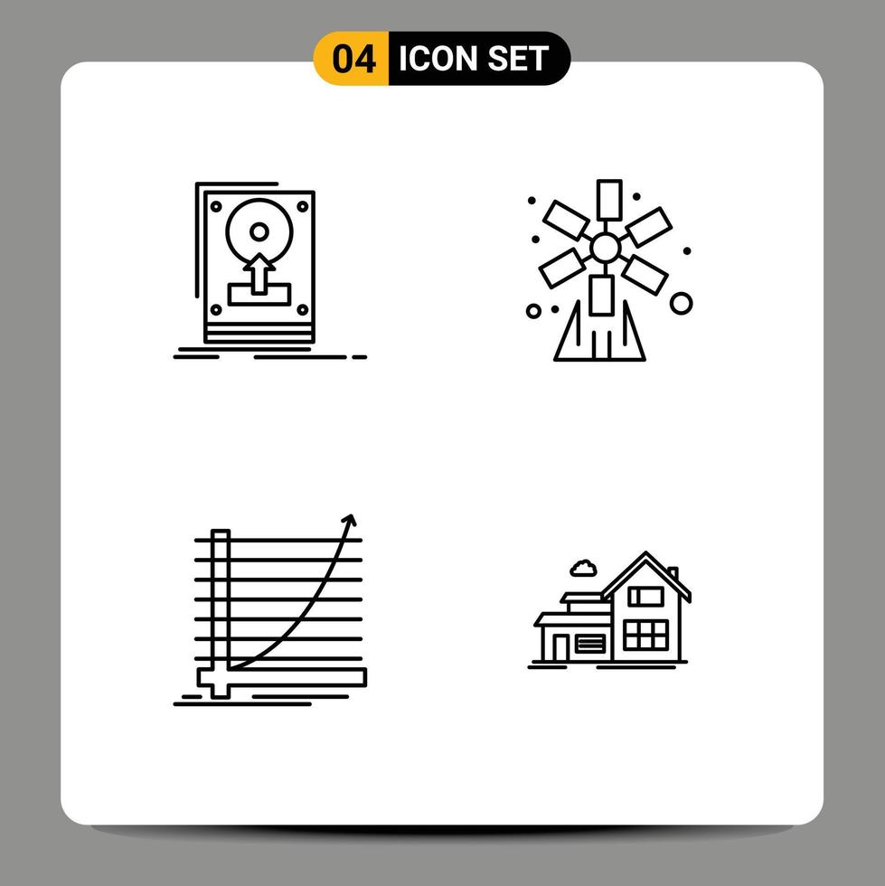 Set of 4 Vector Filledline Flat Colors on Grid for install windmill save farming chart Editable Vector Design Elements