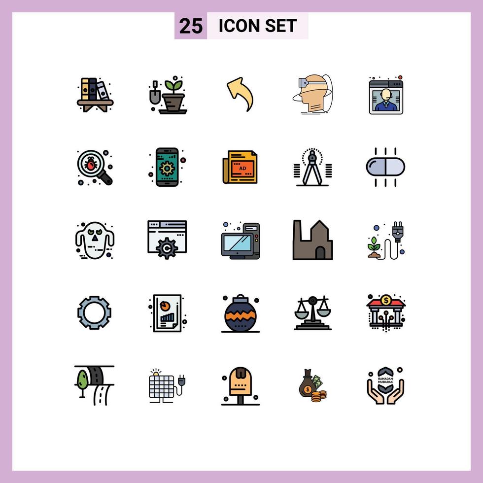 Modern Set of 25 Filled line Flat Colors and symbols such as business virtual left user man Editable Vector Design Elements