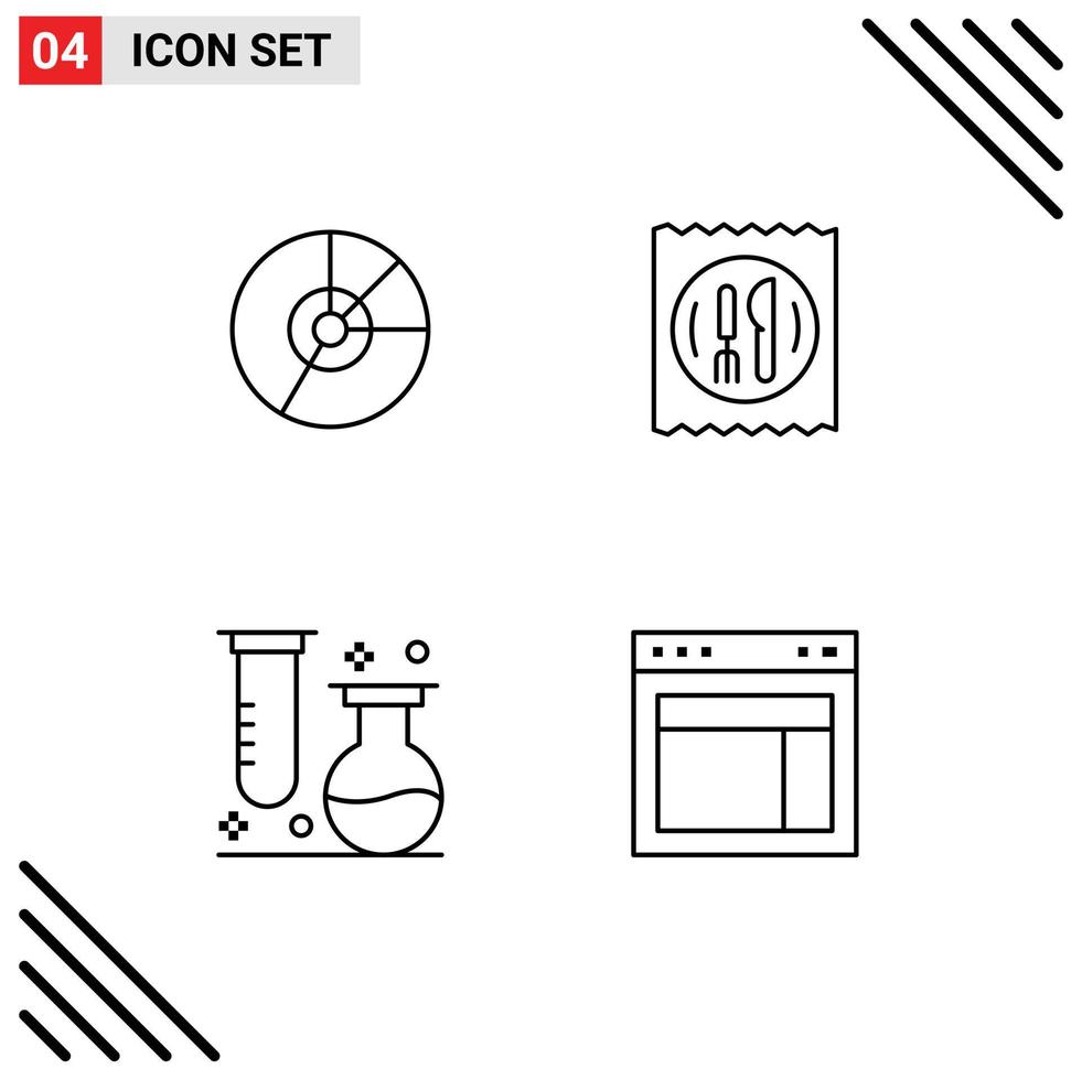 4 Line concept for Websites Mobile and Apps pie knife diagram statistics chemistry Editable Vector Design Elements