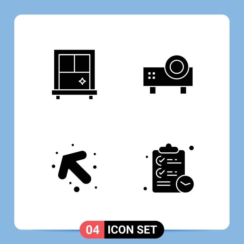 Universal Solid Glyph Signs Symbols of window checklist projector arrow tasks Editable Vector Design Elements