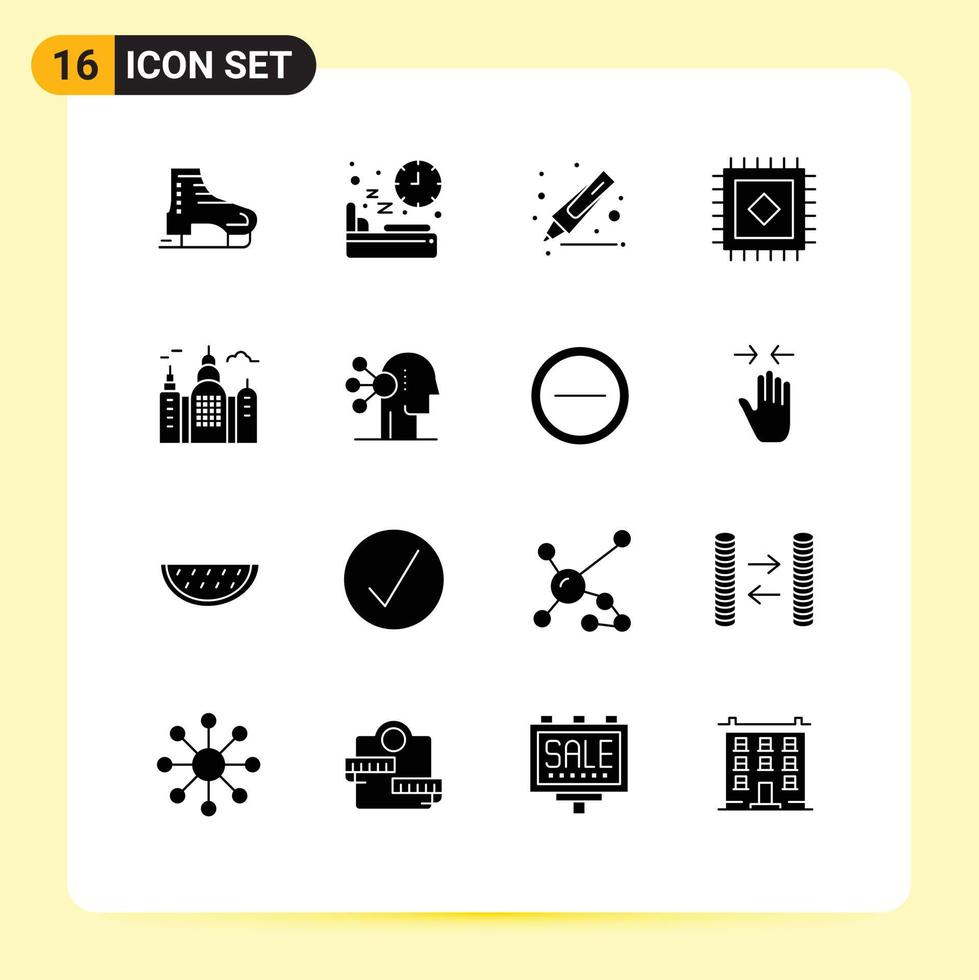 Pictogram Set of 16 Simple Solid Glyphs of canada building sleep rug marker Editable Vector Design Elements