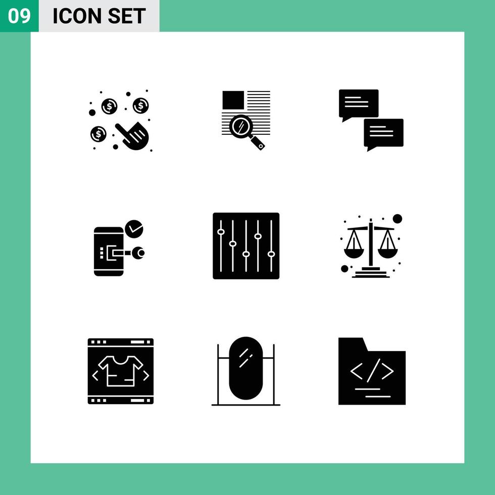 Stock Vector Icon Pack of 9 Line Signs and Symbols for controls phone chat open lock Editable Vector Design Elements