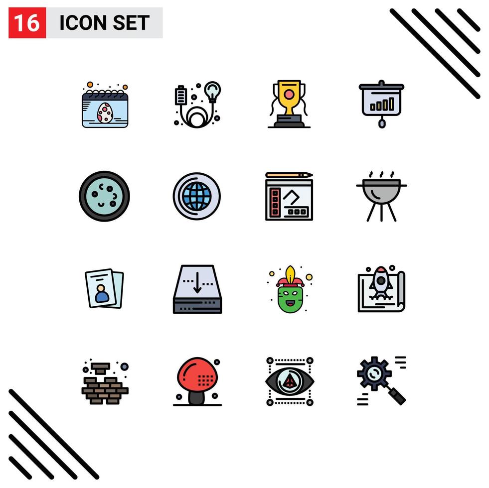 Stock Vector Icon Pack of 16 Line Signs and Symbols for bacteria information achievment sales chart Editable Creative Vector Design Elements