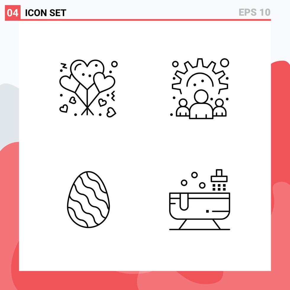 Universal Icon Symbols Group of 4 Modern Filledline Flat Colors of balloons easter romance team spring Editable Vector Design Elements