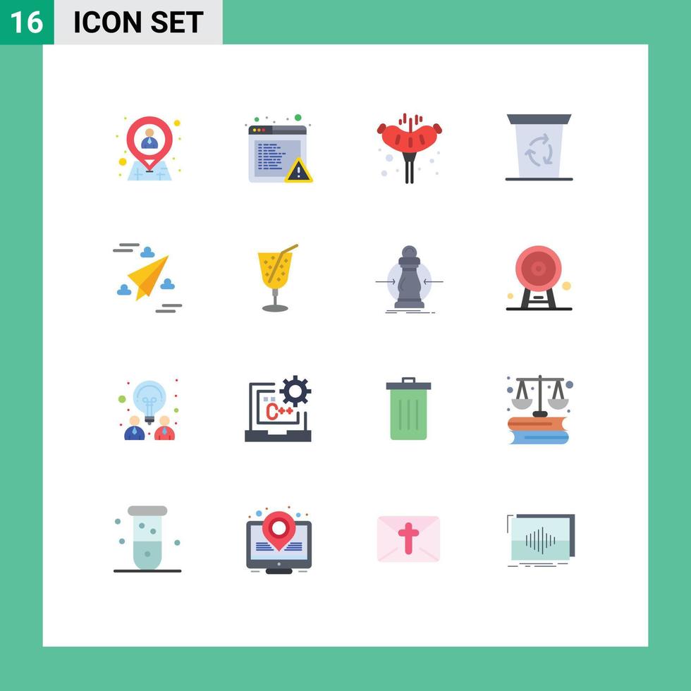 Set of 16 Vector Flat Colors on Grid for paper web meat journey recycle been Editable Pack of Creative Vector Design Elements