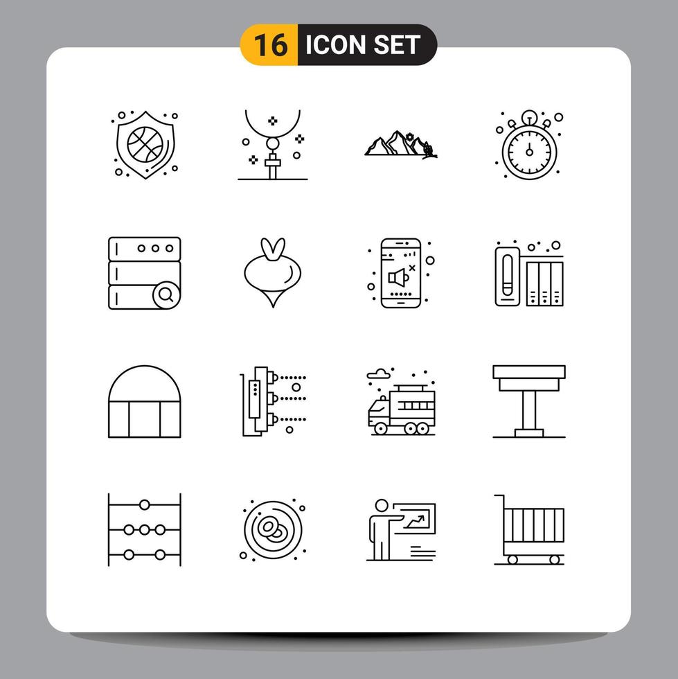 16 Outline concept for Websites Mobile and Apps watch stop watch necklace pocket watch mountain Editable Vector Design Elements
