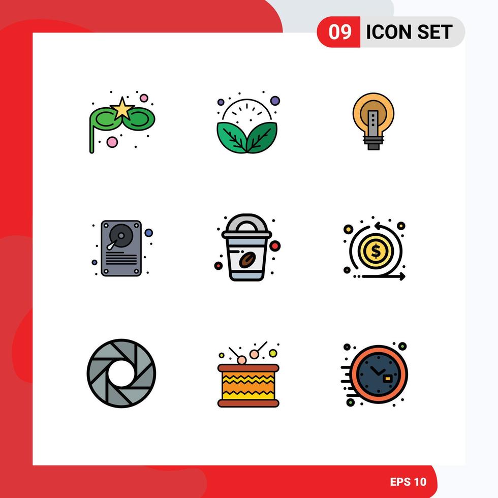 9 Creative Icons Modern Signs and Symbols of storage hard disc bright data lightbulb Editable Vector Design Elements
