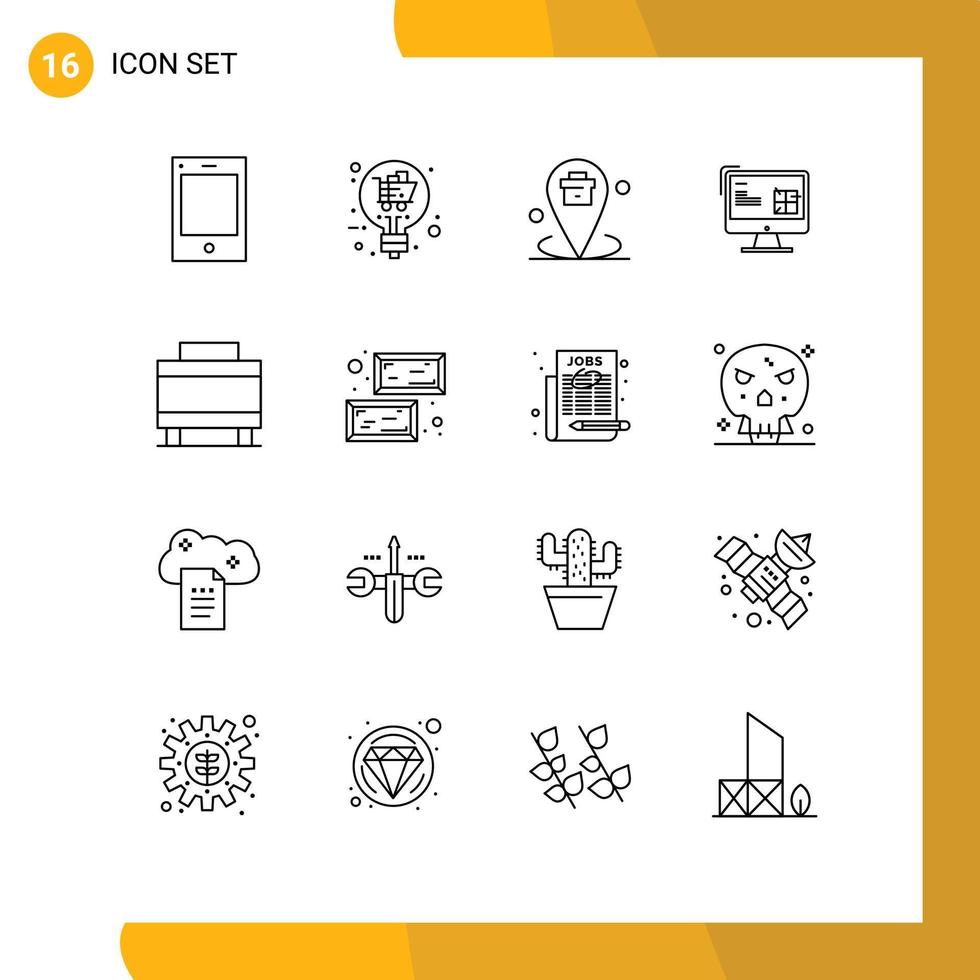 símbolo de icono universal grupo de 16 esquemas modernos de diseño reparación negocio construcción marcador de posición elementos de diseño vectorial editables vector