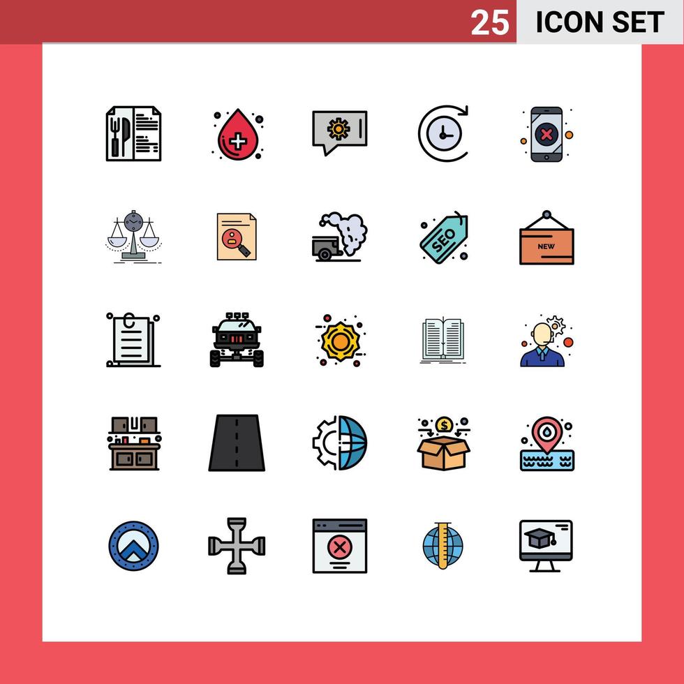 Stock Vector Icon Pack of 25 Line Signs and Symbols for management loss chat setting leak mobile data Editable Vector Design Elements