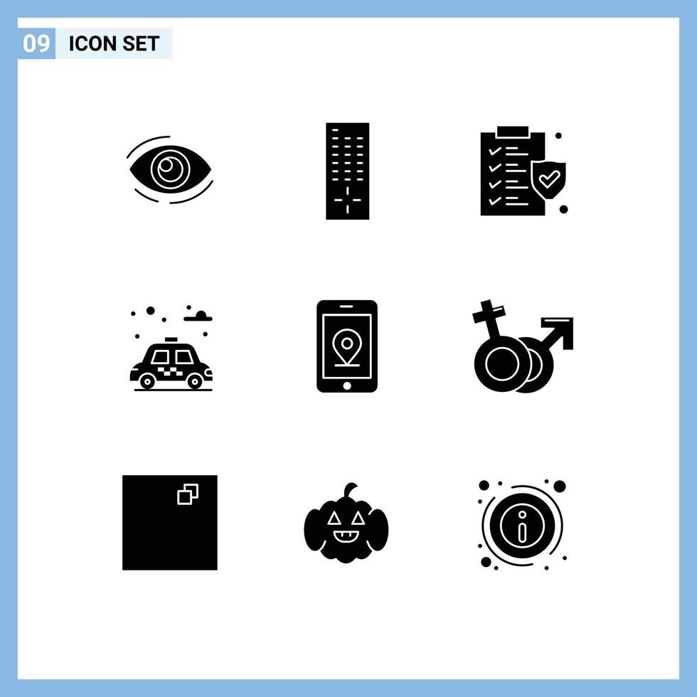 9 iconos creativos signos y símbolos modernos de la política de estacionamiento remoto de automóviles de Internet elementos de diseño vectorial editables vector
