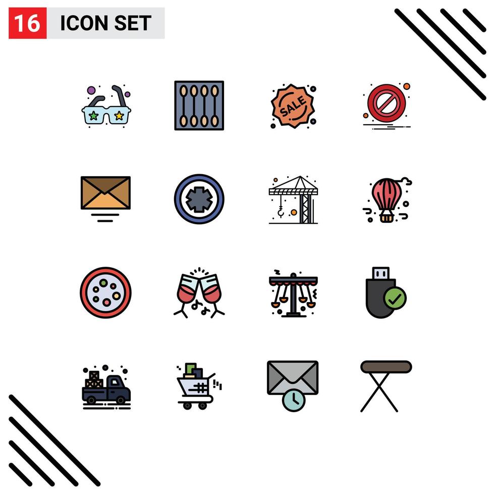 Stock Vector Icon Pack of 16 Line Signs and Symbols for text mail badge warning block Editable Creative Vector Design Elements