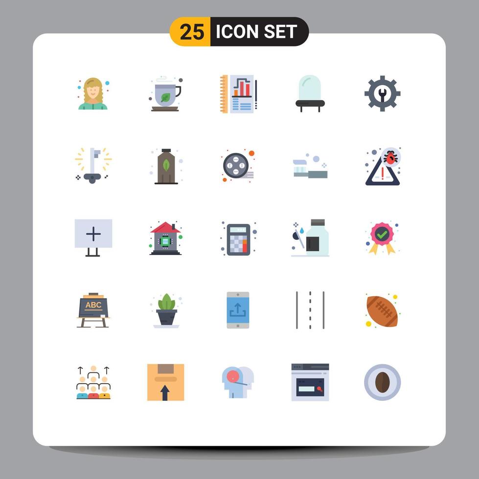 25 Creative Icons Modern Signs and Symbols of wrench gear annual light diode Editable Vector Design Elements