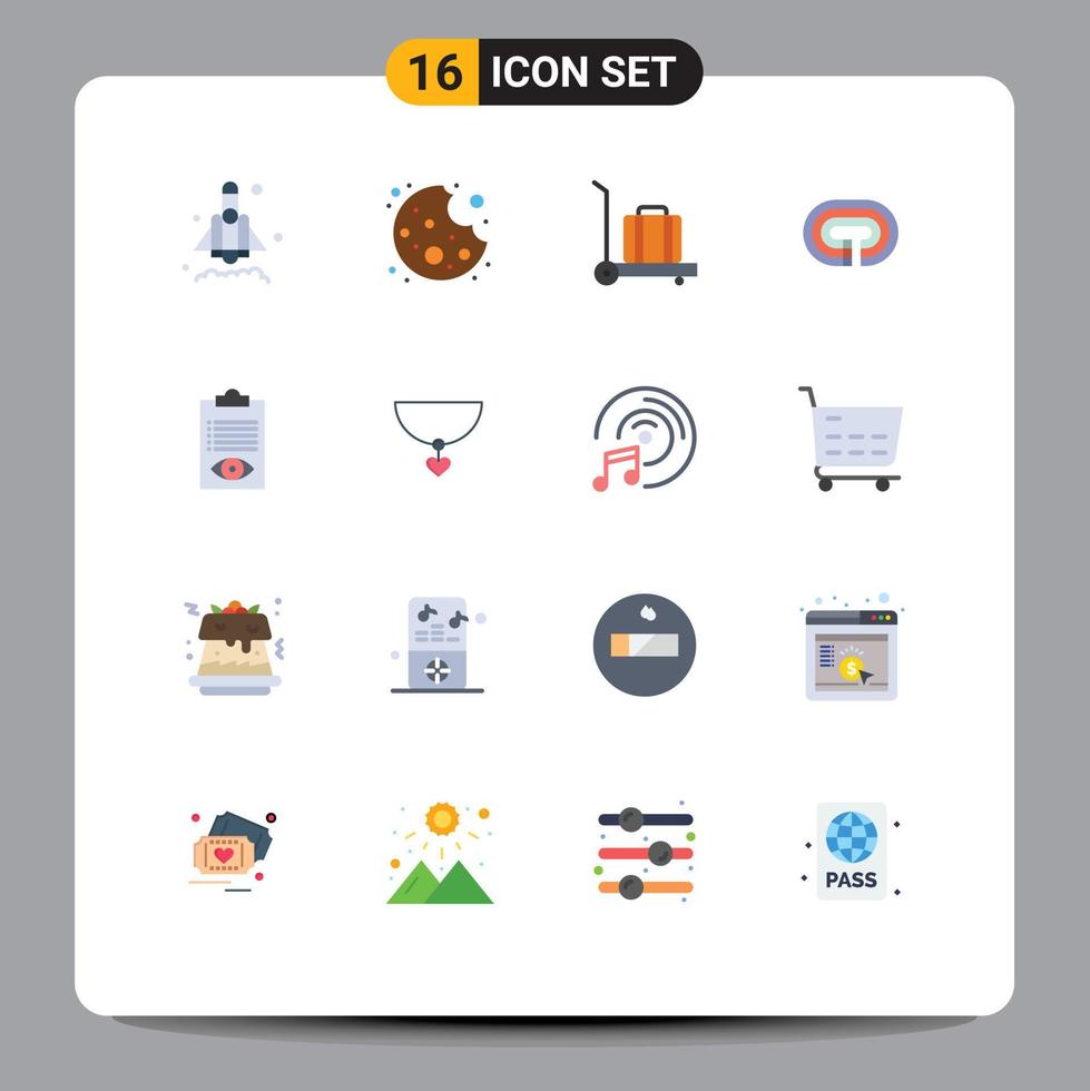 16 iconos creativos signos y símbolos modernos de la línea de collar que ejecuta la verificación de trabajo paquete editable de elementos de diseño de vectores creativos