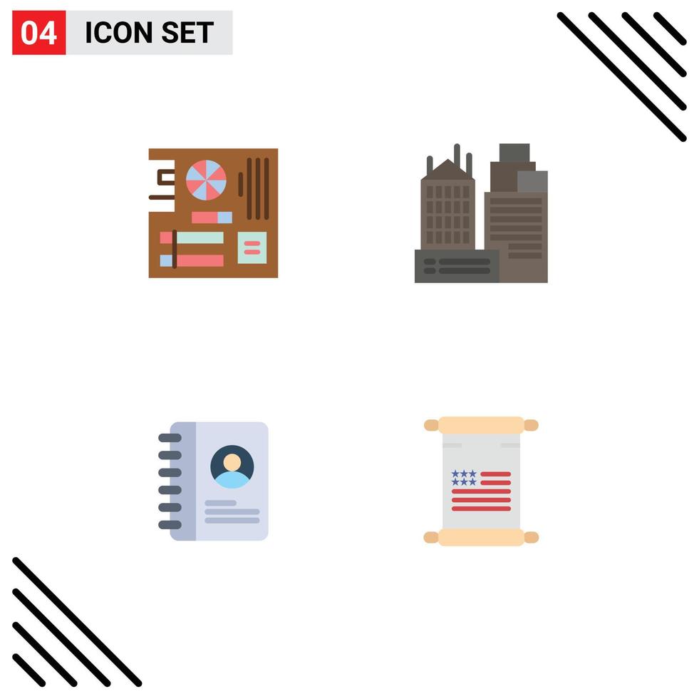 4 Creative Icons Modern Signs and Symbols of board book mainboard office user Editable Vector Design Elements