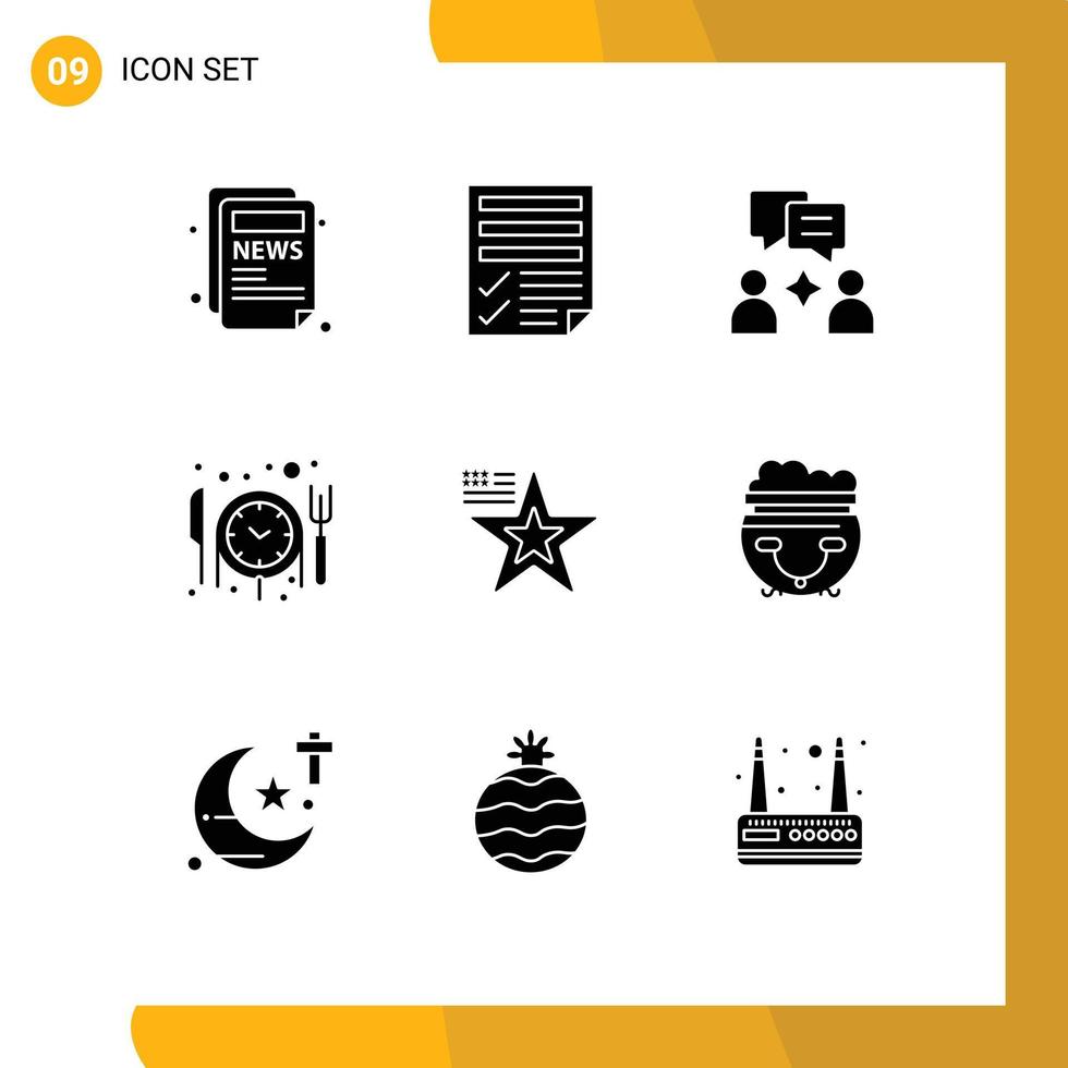 9 iconos creativos signos y símbolos modernos de los elementos de diseño vectorial editables de la reserva estelar del hombre americano de EE. UU. vector