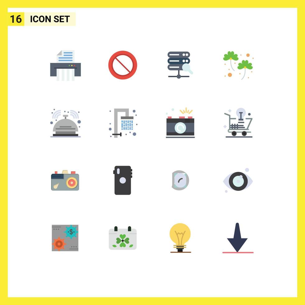 16 User Interface Flat Color Pack of modern Signs and Symbols of service hotel search butler patrick Editable Pack of Creative Vector Design Elements
