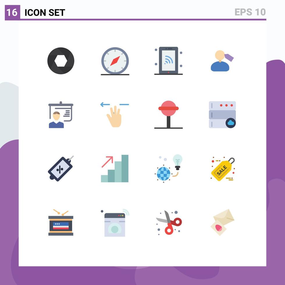 16 Thematic Vector Flat Colors and Editable Symbols of teacher mane navigation mark wifi Editable Pack of Creative Vector Design Elements
