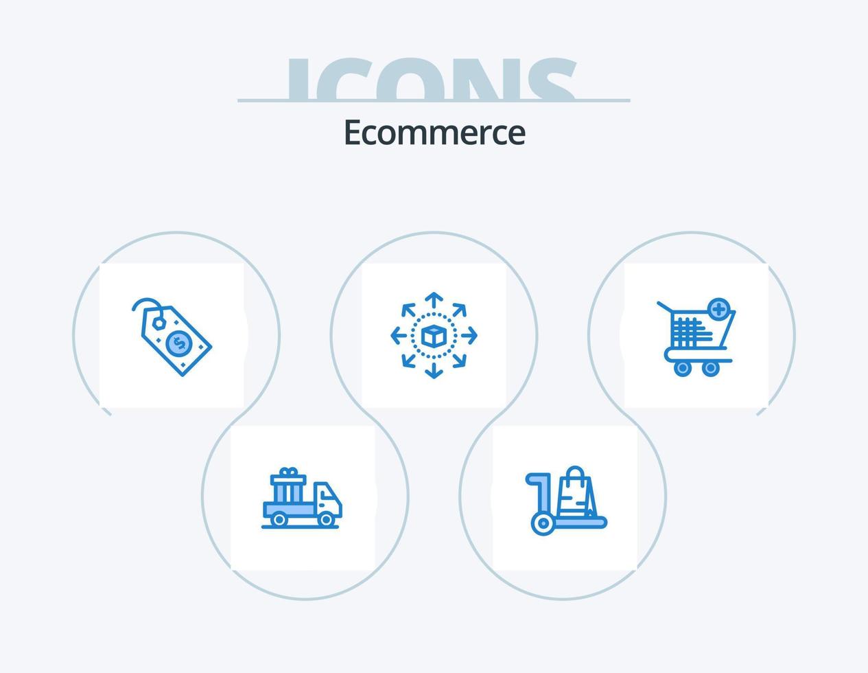 Ecommerce Blue Icon Pack 5 Icon Design. cart. shopping. cart. eshop. tag vector