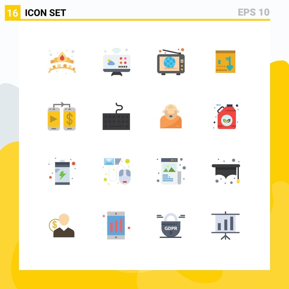 Universal Icon Symbols Group of 16 Modern Flat Colors of dollar key web lock safe Editable Pack of Creative Vector Design Elements