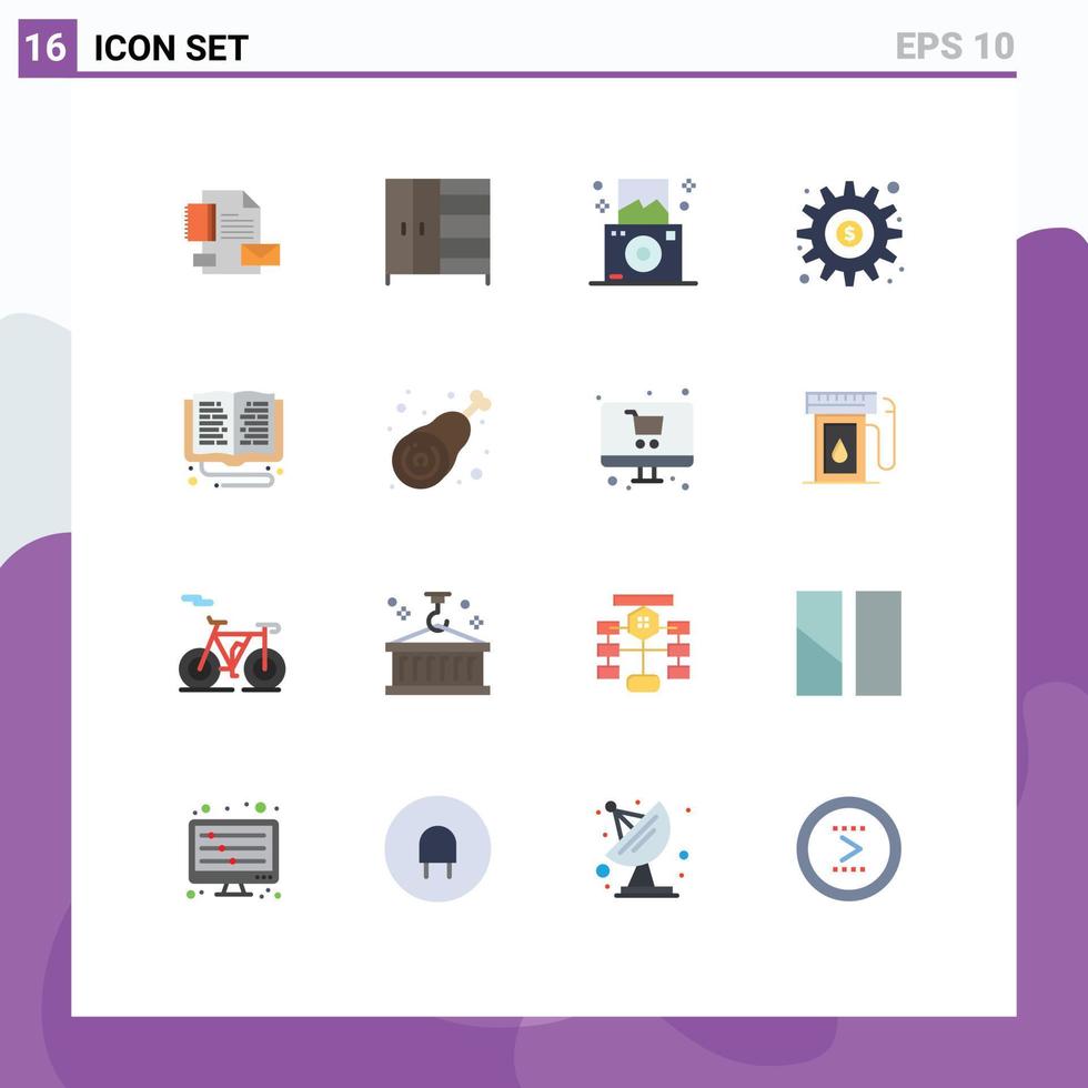 paquete de iconos de vector de stock de 16 signos y símbolos de línea para opciones de biblioteca equipo de dinero de cámara paquete editable de elementos de diseño de vector creativo