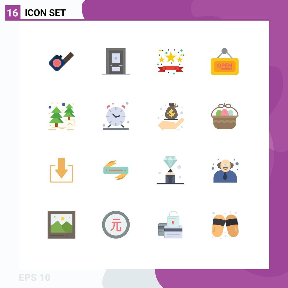 Pack of 16 Modern Flat Colors Signs and Symbols for Web Print Media such as jungle open black friday sign marketing Editable Pack of Creative Vector Design Elements