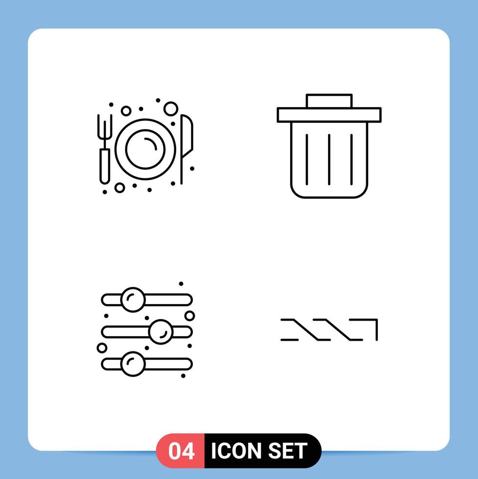 Universal Icon Symbols Group of 4 Modern Filledline Flat Colors of dining toggle switch plate design element coin Editable Vector Design Elements