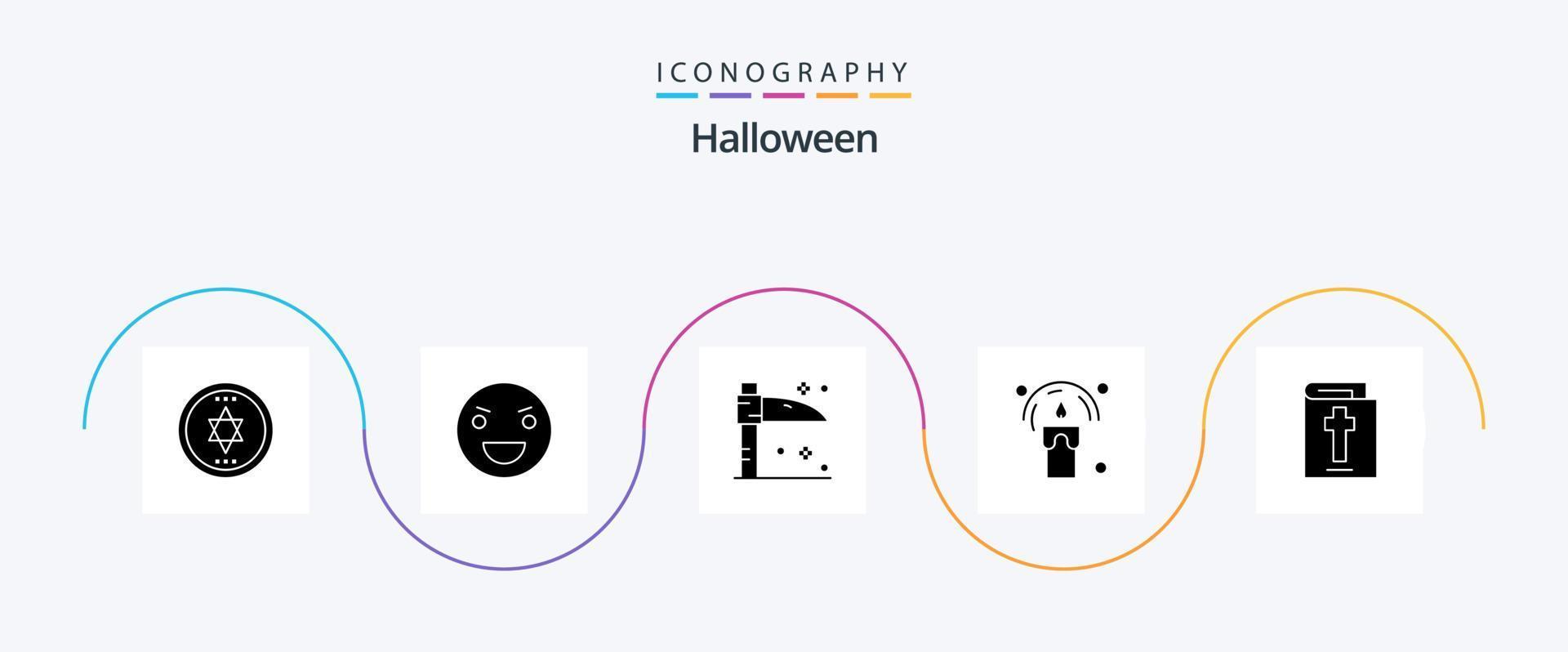 Halloween Glyph 5 Icon Pack Including holiday. bible. halloween. night. halloween vector