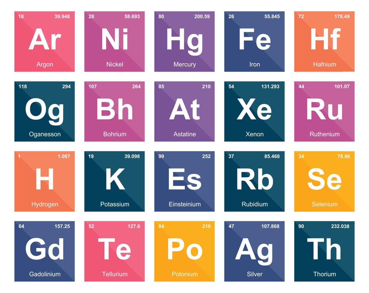 20 Preiodic table of the elements Icon Pack Design vector