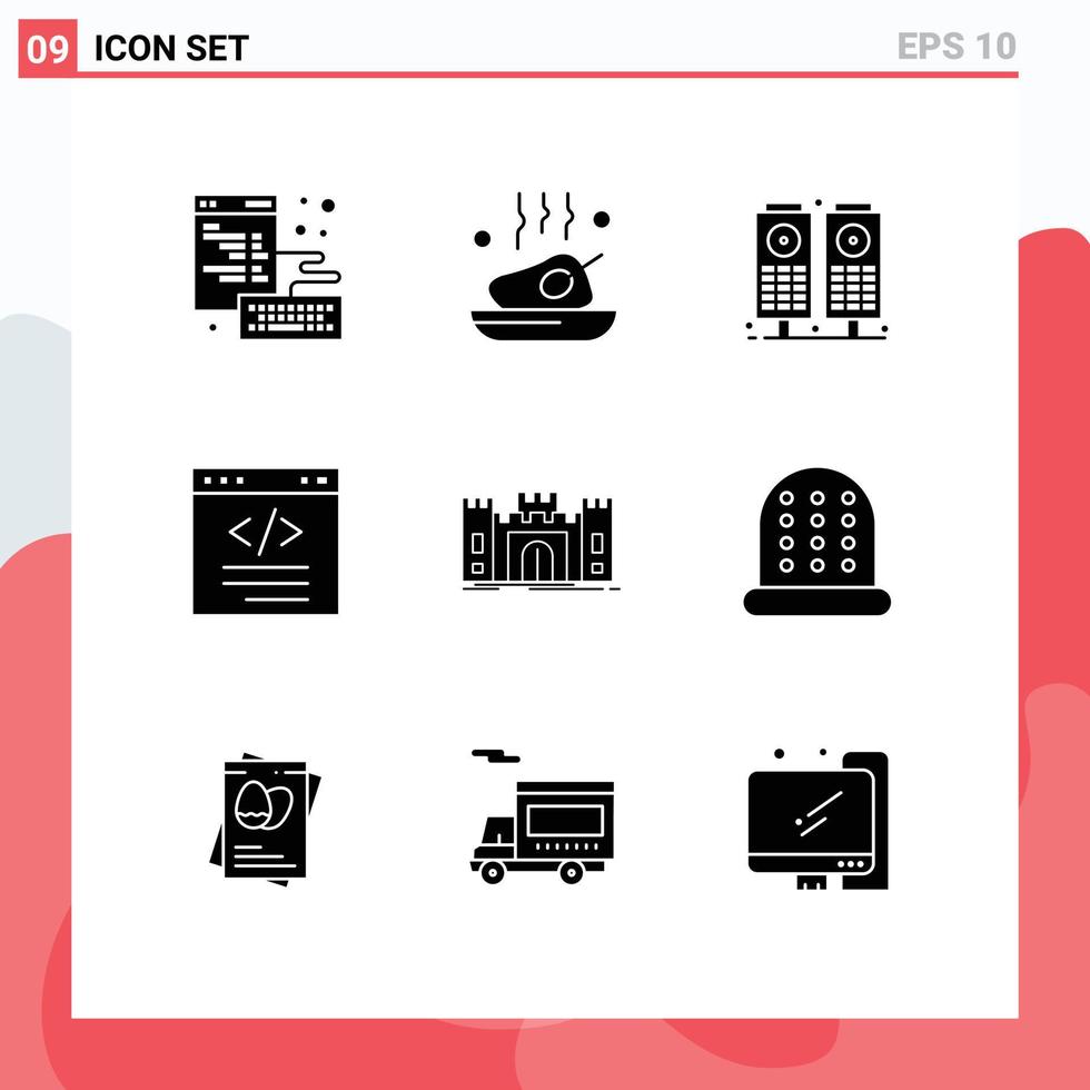 9 Creative Icons Modern Signs and Symbols of castle html roasted coding browser Editable Vector Design Elements