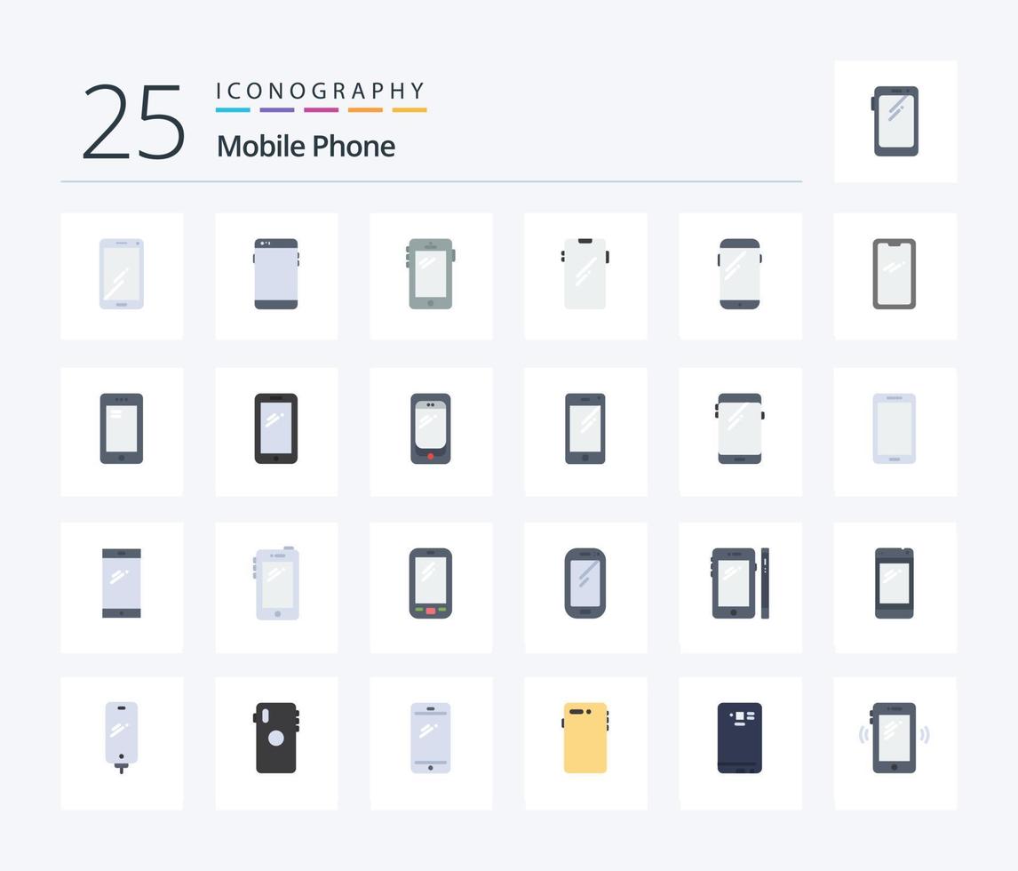 Mobile Phone 25 Flat Color icon pack including mobile. phone. huawei. power bank. mobile vector