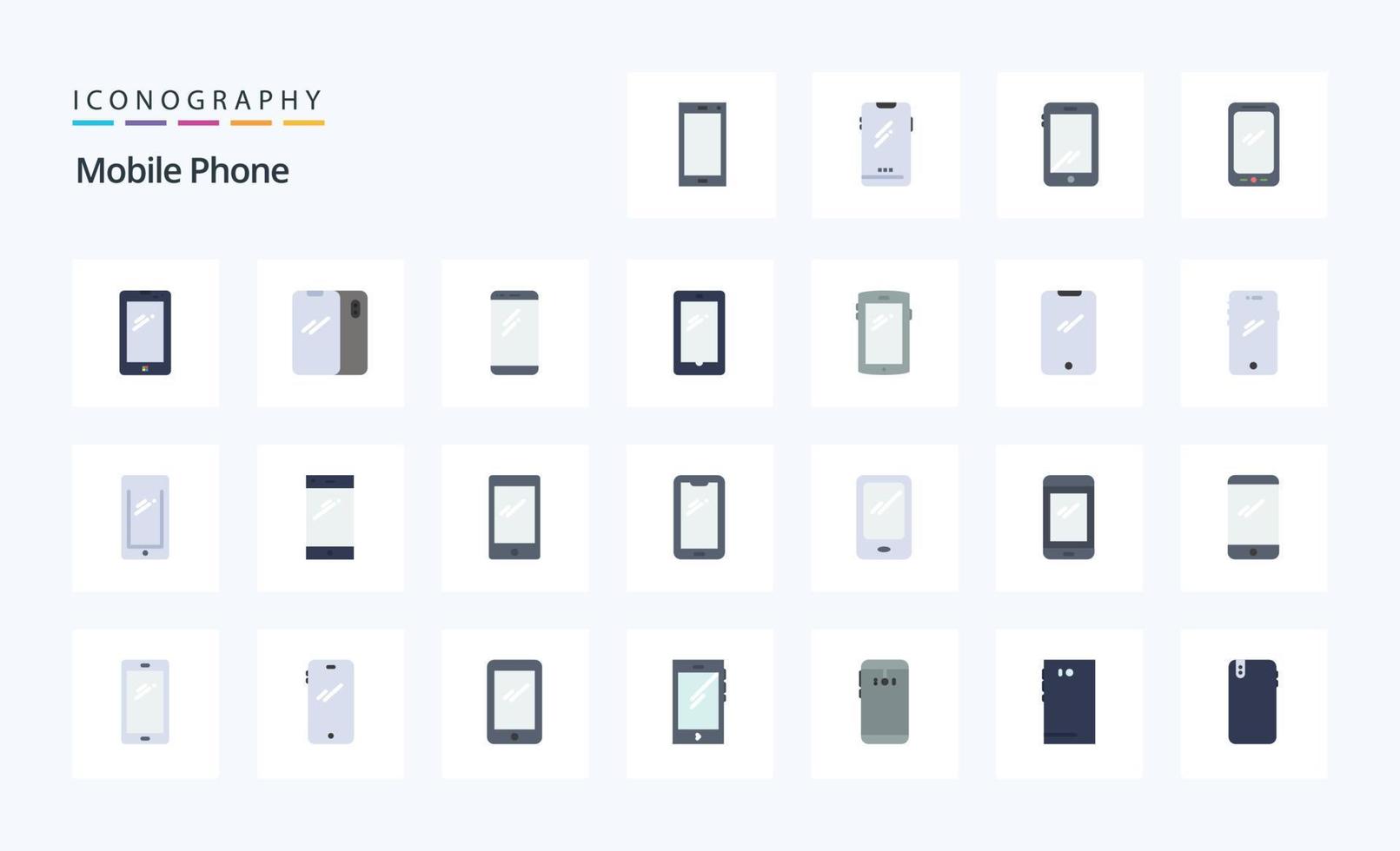 25 Mobile Phone Flat color icon pack vector