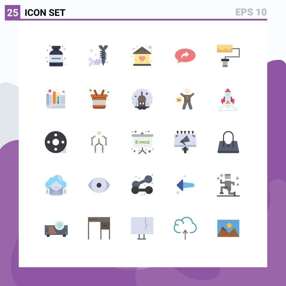 25 Universal Flat Colors Set for Web and Mobile Applications roller right building arrow basic Editable Vector Design Elements