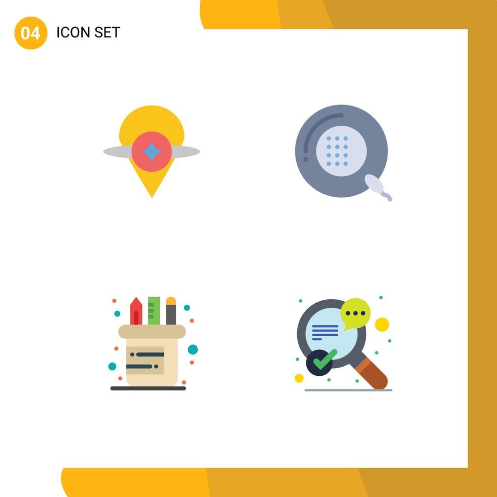 Group of 4 Modern Flat Icons Set for map office location form supplies Editable Vector Design Elements