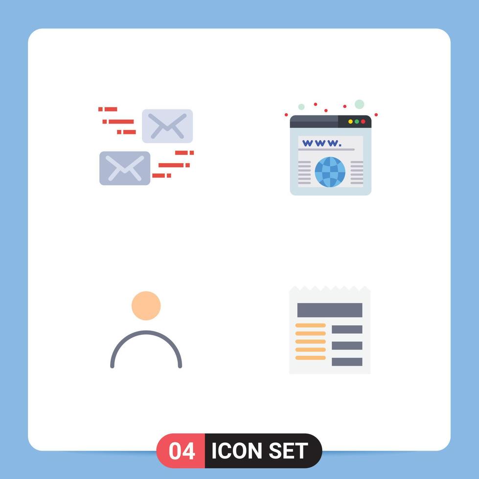 4 Creative Icons Modern Signs and Symbols of email personalization message url user Editable Vector Design Elements