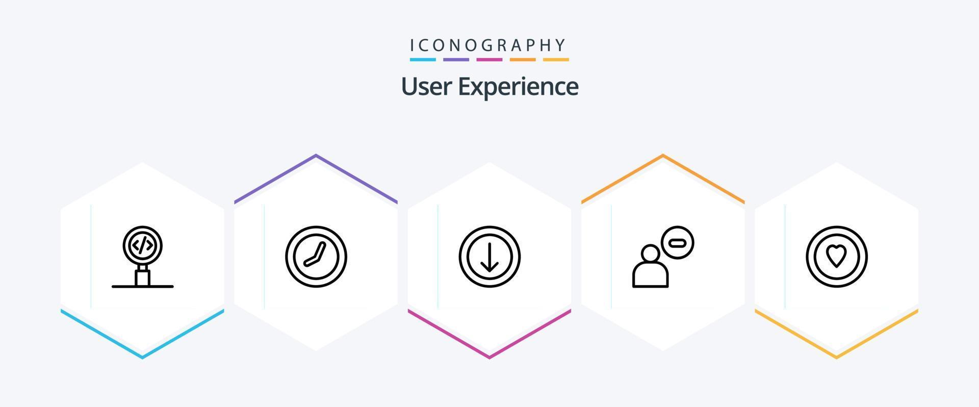 User Experience 25 Line icon pack including user . male . time . down vector