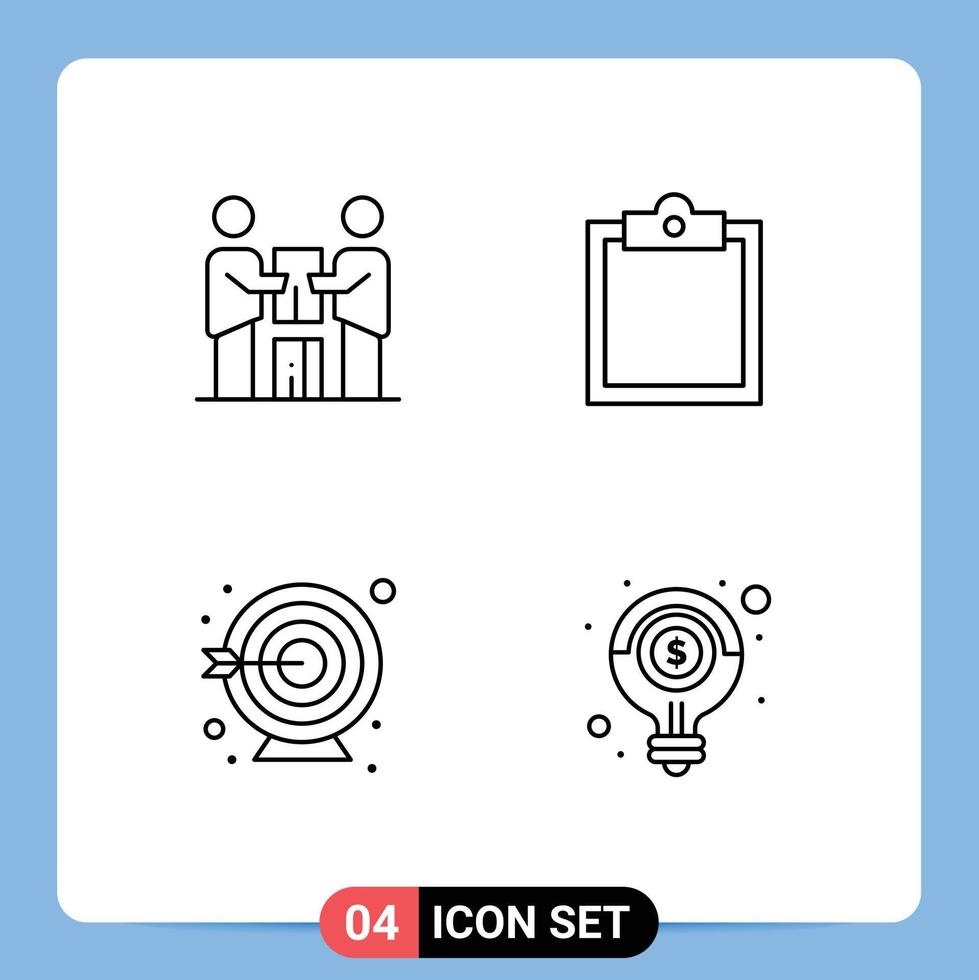 Universal Icon Symbols Group of 4 Modern Filledline Flat Colors of business goal partnership clipboard idea Editable Vector Design Elements